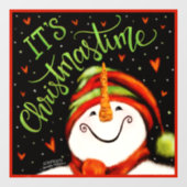 Kersttijd Whimsical Gelukkige Sneeuwman Klammer  Raamsticker (Vel)