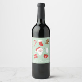 Kersttijd wijn etiket