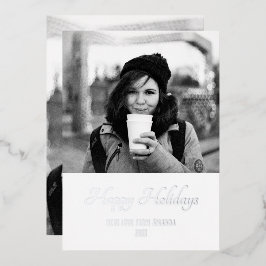 Kersttijdschrift twee zijfoto's folie feestdagenkaart