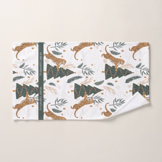 Kersttijger en een boompatroon bad handdoek (Handdoek)