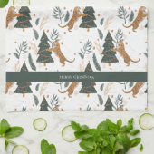 Kersttijger en een boompatroon theedoek (Gevouwen)