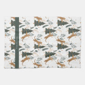 Kersttijger en een boompatroon theedoek (Horizontaal)