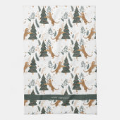 Kersttijger en een boompatroon theedoek (Verticaal)