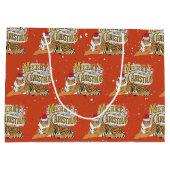  kersttijger en vrolijk kerstfeest groot cadeauzakje