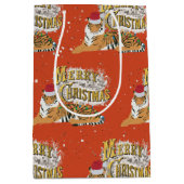  kersttijger en vrolijk kerstfeest medium cadeauzakje (Voorkant)