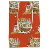  kersttijger en vrolijk kerstfeest medium cadeauzakje (Achterkant)