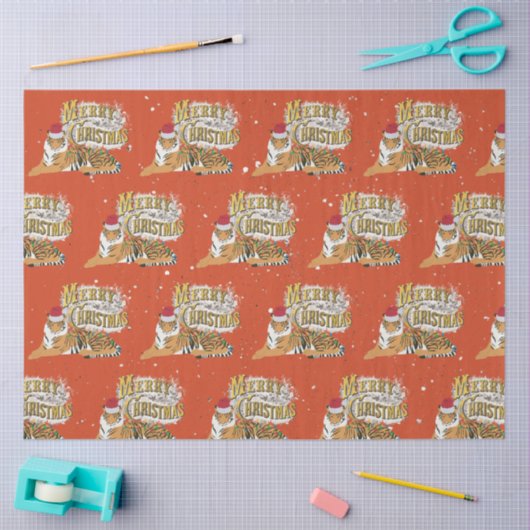  kersttijger en vrolijk kerstfeest tissuepapier (Craft)