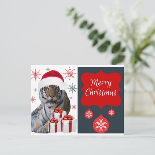 Kersttijger Feestdagenkaart (Staand voorkant)