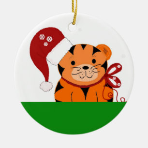 Kersttijger Keramisch Ornament