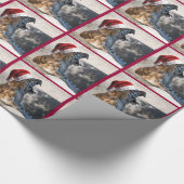 Kersttijger met kerstmuts cadeaupapier (Hoek)
