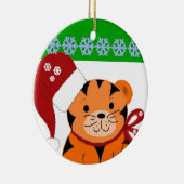 Kersttijger Vakantie Kinderen Keramisch Ornament (Rechts)