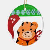 Kersttijger Vakantie Kinderen Keramisch Ornament (Links)