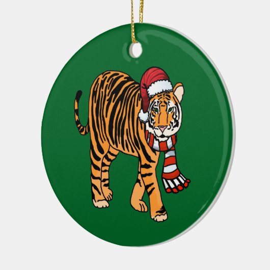 Kersttijgerversiering Keramisch Ornament (Links)