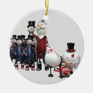 kersttin Choir, met Kerstman, Snowman, Pinguïn Keramisch Ornament