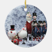kersttin Choir, met Kerstman, Snowman, Pinguïn Keramisch Ornament (Achterkant)