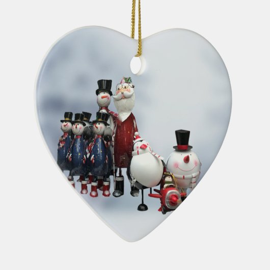 kersttin Choir, met Kerstman, Snowman, Pinguïn Keramisch Ornament (Rechts)