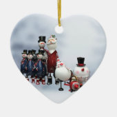 kersttin Choir, met Kerstman, Snowman, Pinguïn Keramisch Ornament (Voorkant)