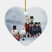 kersttin Choir, met Kerstman, Snowman, Pinguïn Keramisch Ornament (Achterkant)