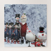 kersttin Choir, met Kerstman, Snowman, Pinguïn Legpuzzel (Verticaal)
