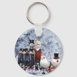 kersttin Choir, met Kerstman, Snowman, Pinguïn Sleutelhanger