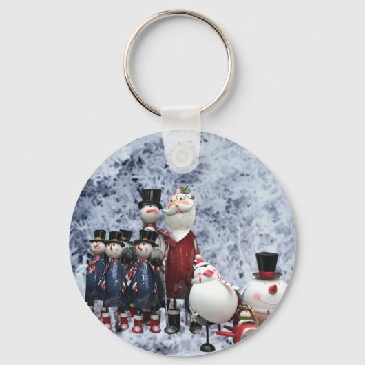 kersttin Choir, met Kerstman, Snowman, Pinguïn Sleutelhanger (Voorkant)