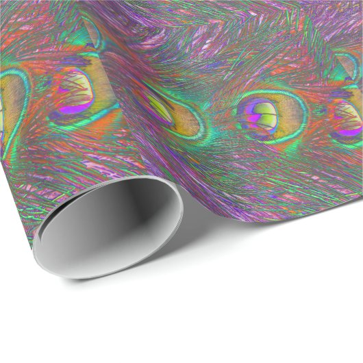 kersttinsel Peacock Feathers Cadeaupapier (Rol Hoek)