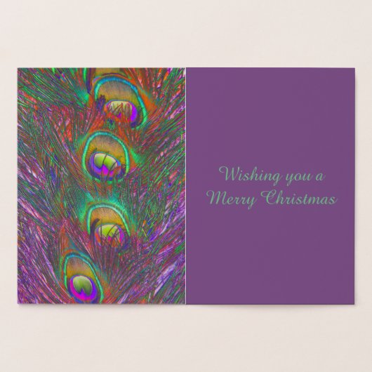 kersttinsel Peacock Feathers gepersonaliseerd Folie Kaarten (Binnen)