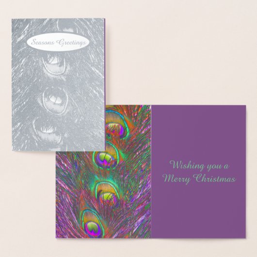 kersttinsel Peacock Feathers gepersonaliseerd Folie Kaarten (Display)