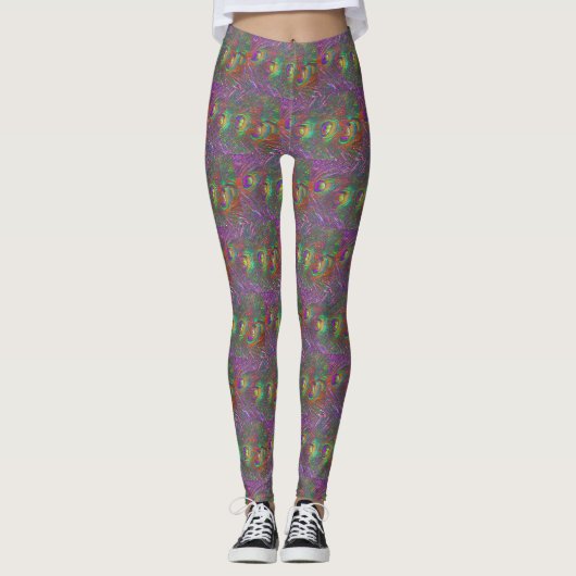 kersttinsel Peacock Feathers Leggings (Voorkant)