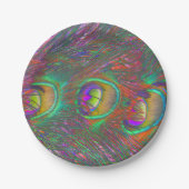 kersttinsel Peacock Feathers Papieren Bordje (Voorkant)