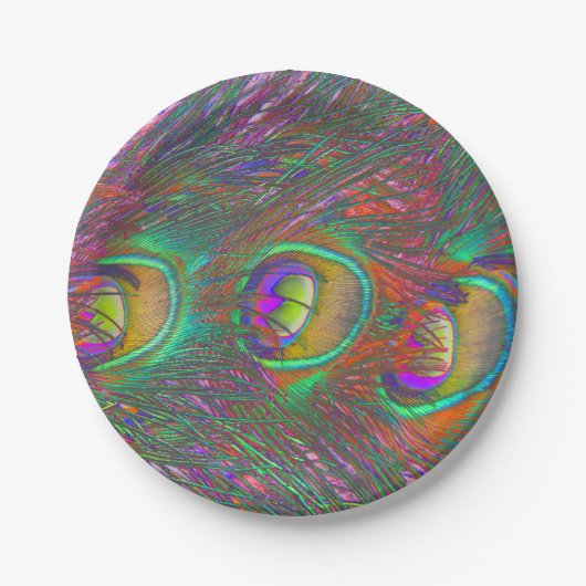 kersttinsel Peacock Feathers Papieren Bordje (Voorkant)