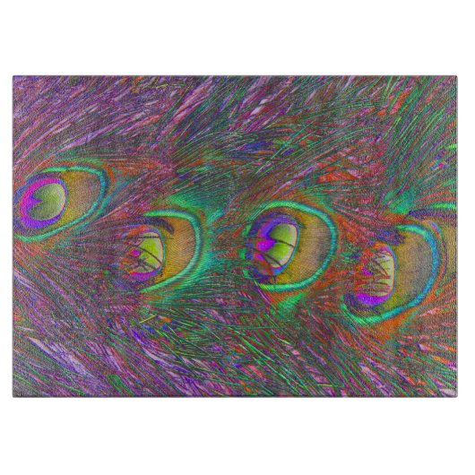 kersttinsel Peacock Feathers Snijplank (Voorkant)