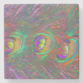kersttinsel Peacock Feathers Stenen Onderzetter (Voorkant)