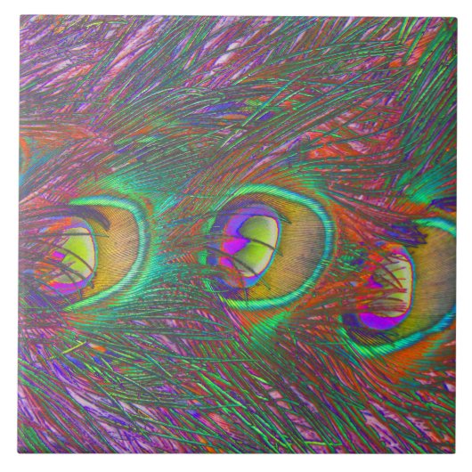 kersttinsel Peacock Feathers Tegeltje (Voorkant)
