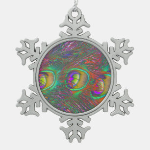 kersttinsel Peacock Feathers Tin Sneeuwvlok Ornament