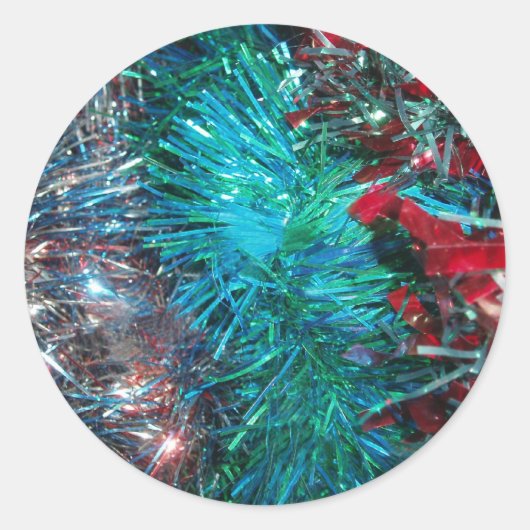 kersttinselaars ronde sticker (Voorkant)