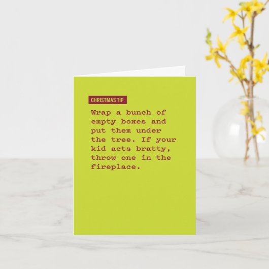 Kersttip: truc voor slechte kinder grap kaart (Gele Bloem)