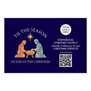 KERSTTIS Logo QR Kerkdiensten Kerstmis  Perfect Poster