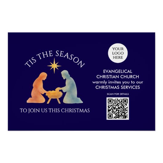 KERSTTIS Logo QR Kerkdiensten Kerstmis  Perfect Poster (Voorkant)