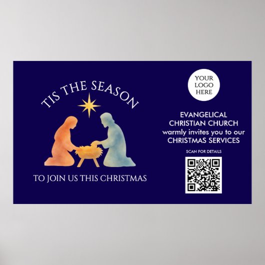 KERSTTIS Logo QR Kerkdiensten Kerstmis Poster (Voorkant)