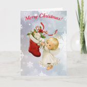 kersttlest Angel & Kat Jouw tekst Feestdagen Kaart (Voorkant)