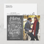 Kersttoekomst Mr en Mrs Photo Save the Date Feestdagenkaart (Voorkant / Achterkant)