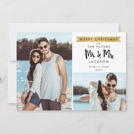 Kersttoekomst Mr en Mrs Save the Date 2 Foto (Voorkant)