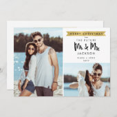 Kersttoekomst Mr en Mrs Save the Date 2 Foto (Voorkant / Achterkant)