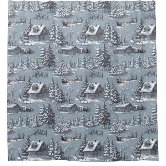 kersttoilet douchegordijn (Voorkant)