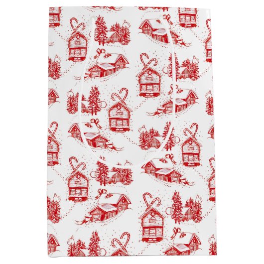 kersttoilet | Rode Medium Gift Bag Medium Cadeauzakje (Voorkant)