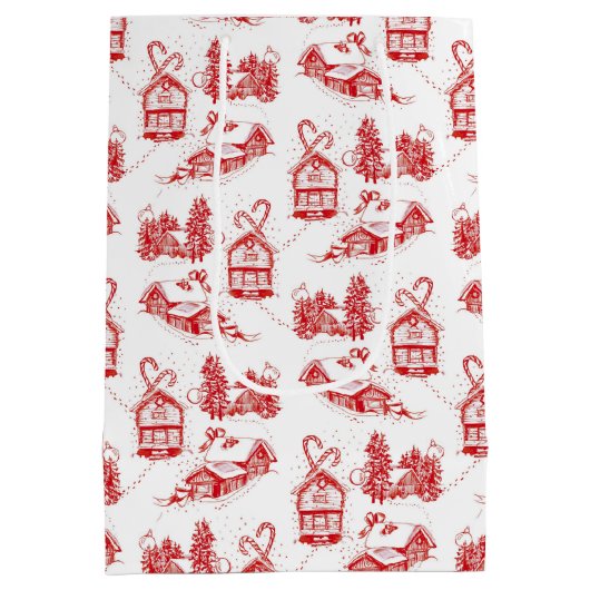 kersttoilet | Rode Medium Gift Bag Medium Cadeauzakje (Achterkant)