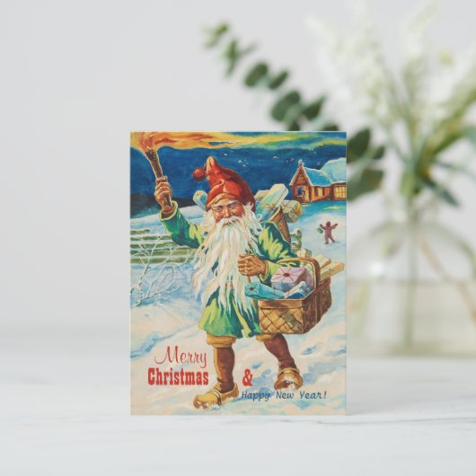 Kersttomaat met fakkel CC0938 Jenny Nyström Feestdagenkaart (Staand voorkant)