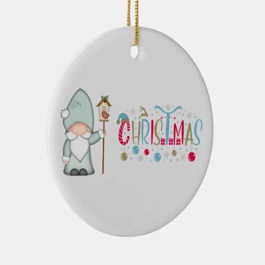 Kersttomte Gnome Keramisch Ornament (Rechts)