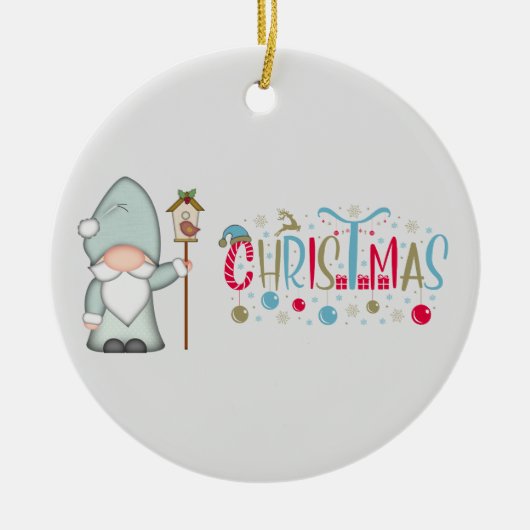 Kersttomte Gnome Keramisch Ornament (Voorkant)